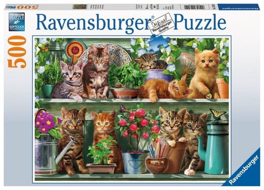 Ravensburger, puzzle, Koty na półce, 500 el. Ravensburger