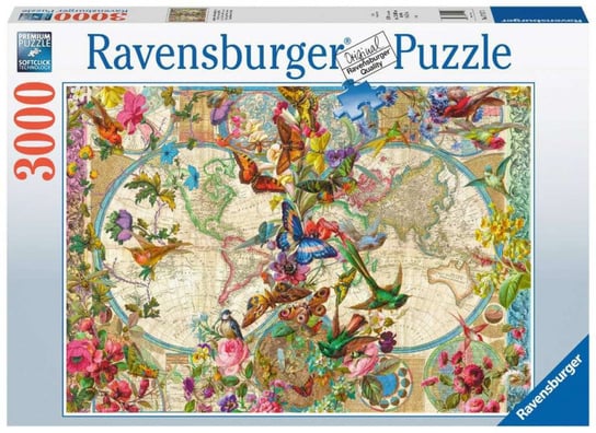 Ravensburger, puzzle, Mapa Świata, Flora i Fauna, 3000 el. Ravensburger