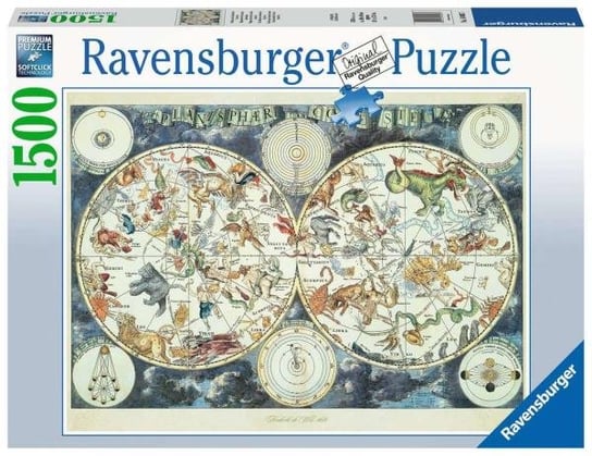 Ravensburger, puzzle, Mapa z fantastycznymi zwierzętami, 1500 el. Ravensburger