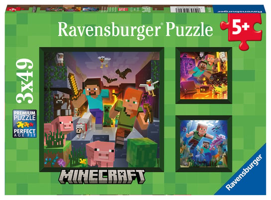 Ravensburger, puzzle, Minecraft, 3x49 el. Ravensburger