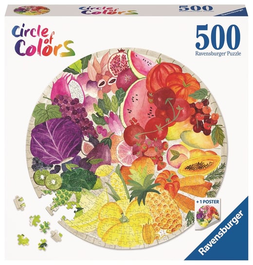 Ravensburger, puzzle, Paleta kolorów, Owoce i warzywa, 500 el. Ravensburger