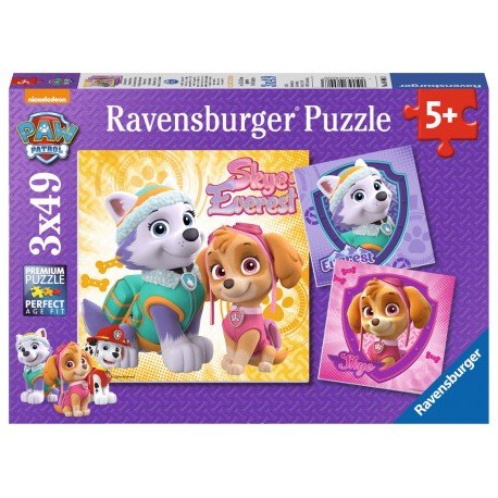Ravensburger, puzzle, Psi Patrol, Urocze Skye&Everest, 3x49 el. Ravensburger