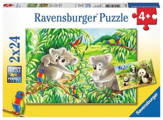Ravensburger, puzzle, Słodkie misie koala i pandy, 2x24 el. Ravensburger