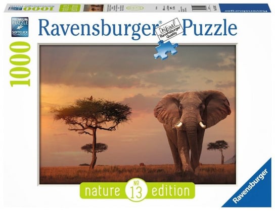 Ravensburger, puzzle, Słoń w parku narodowym Masai Mara, 1000 el. Ravensburger