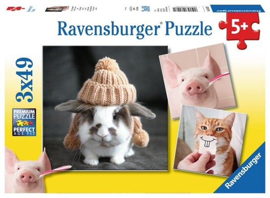 Ravensburger, puzzle, Śmieszne portrety zwierząt, 3x49 el. Ravensburger