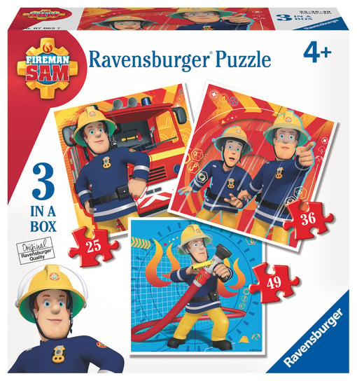 Ravensburger, puzzle, Strażak Sam, 25/36/49 el. Ravensburger
