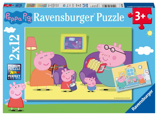 Ravensburger, puzzle, Świnka Peppa, 2x12 el. Ravensburger