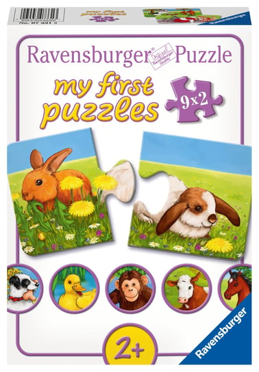 Ravensburger, puzzle, Urocze Zwierzęta, 2x9 el. Ravensburger