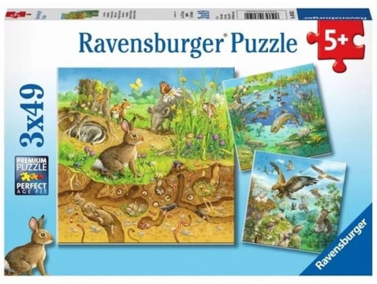 Ravensburger, puzzle, Zwierzęce siedliska, 3x49 el. Ravensburger
