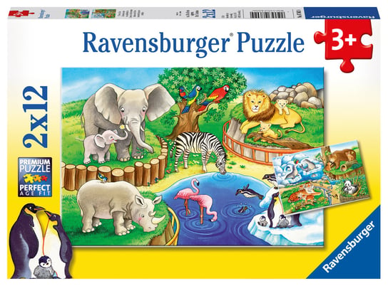 Ravensburger, puzzle, Zwierzęta w ZOO, 2x12 el. Ravensburger