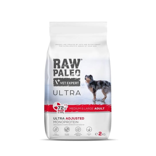Raw Paleo Ultra Beef Medium&Large Adult 2kg Sucha Karma z Wołowiną Dla Psa RAW PALEO