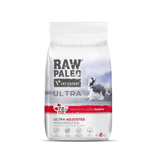 Raw Paleo Ultra Beef Medium&Large Puppy 2kg Sucha Karma z Wołowiną Dla Szczeniąt RAW PALEO