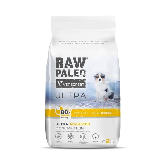Raw Paleo Ultra Turkey Medium & Large Puppy 2kg Monoproteinowa Sucha Karma Z Indykiem Dla Szczeniąt RAW PALEO