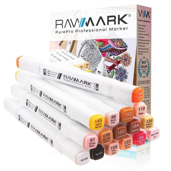 Rawmark, Markery alkoholowe PurePro, 16 Kolorów, Zestaw Do Portretów Rawmark