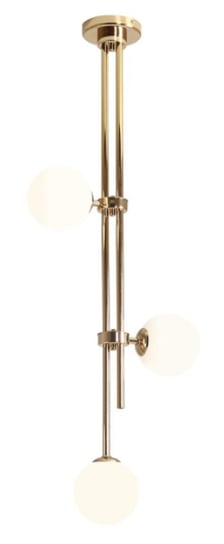 Rays C - nowoczesna lampa sufitowa - mosiądz, mleczne kule 113cm Iluminar
