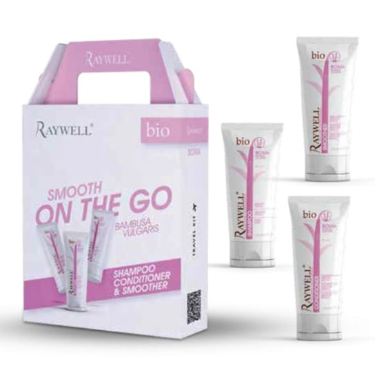 Raywell, Kit Travel Smooth On The Go Shampoo, Conditioner & Smoother, Zestaw kosmetyków do włosów, 3x100ml Raywell