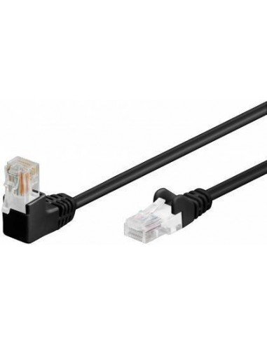 RB-LAN Patchcord U/UTP Kat.5e Wtyk Prosty/Kątowy 90° czarny 0.25m RB-LAN