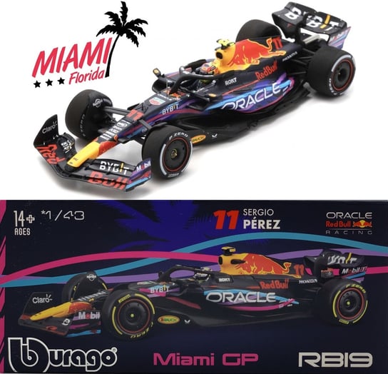 RB19 GP Miami F1 Red Bull 2023 #11 Perez KASK BBurago 1:43 Bburago