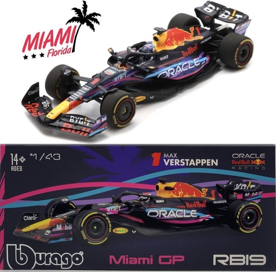 RB19 GP Miami F1 Red Bull 2023 Verstappen KASK BBurago 1:43 Bburago