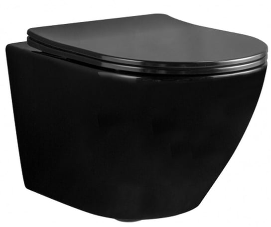 Rea Carlo Mini Rimless miska WC wisząca z deską wolnoopadającą Duroplast/Flat/ZM czarny REA-C8936 Inna marka