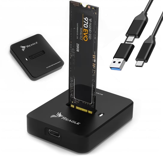 Reagle Adapter SSD M.2 SATA NGFF kieszeń dysk 2w1 USB-C 3.2 i USB-A 10 Gb/s Reagle