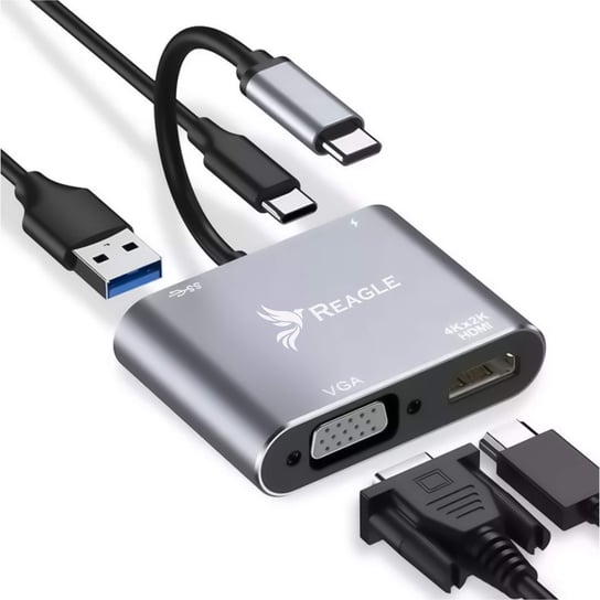 Reagle HUB USB-C Adapter HDMI 4k VGA USB MacBook PD 100W Reagle