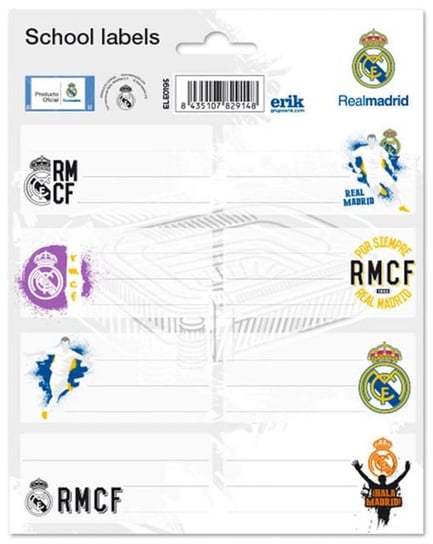 Real Madrid - naklejki na zeszyt 4x8 cm Real Madrid