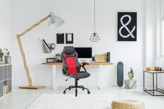 Rebecca Mobili Fotele biurowe do gier ze sztuczną skórą w kolorze czarnym i czerwonym do biura domowego inna (Inny)