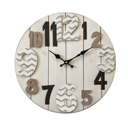 Rebecca Mobili Nowoczesny zegar, designerski zegary, biały MDF, okrągły, do biura domowego 40 cm inna (Inny)