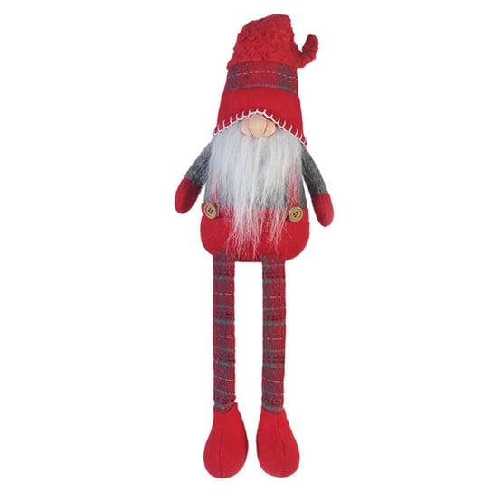 Rebecca Mobili Szwedzki gnom, dekoracyjny pluszowy elf siedzący, tkanina, czerwony szary, dekoracja świąteczna inna (Inny)