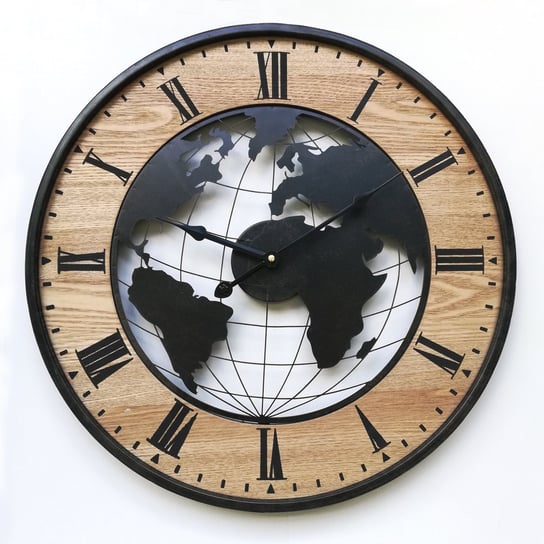 Rebecca Mobili Zegar ścenny, duży okrągły zegar, brązowy czarny, projekt retro, do salonu Kuchnia 50 cm inna (Inny)