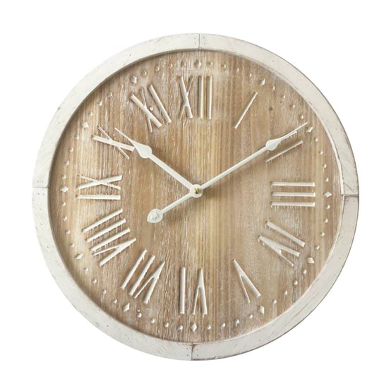 Rebecca Mobili Zegar ścienny, zegary designerskie, styl retro, biały jasnobrązowy, drewno MDF, cyfry rzymskie 40 cm inna (Inny)