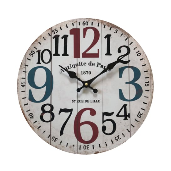 Rebecca Mobili Zegar wiszący, zegary w stylu vintage, drewno MDF, biały czarny czerwony niebieski, kuchnia salon 33,8 cm inna (Inny)