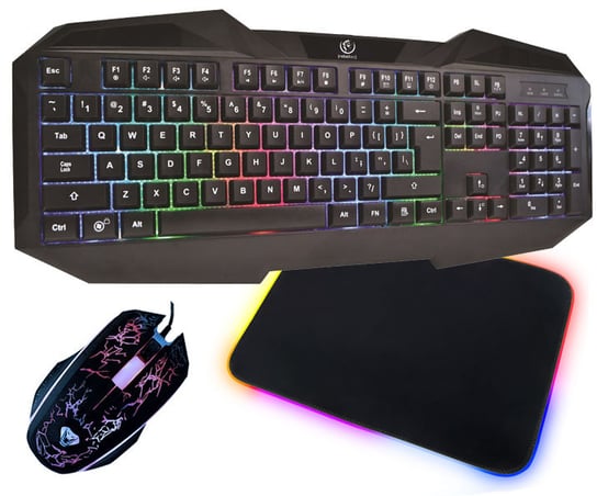 REBELTEC PATROL klawiatura dla graczy z podświetleniem RGB + mata + mysz Rebeltec