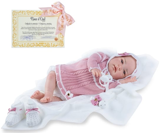 Reborn Lalka Baby Premium Z Certyfikatem + Łóżeczko Z Wyposażeniem W Gratisie, Nines D'Onil NINES