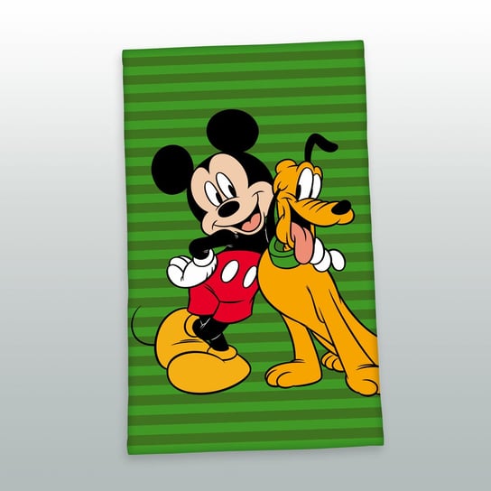 Ręczniczek do przedszkola 30x50 Myszka Miki Pies Pluto zielony paski 1194 bawełniany dziecięcy Mickey Mouse Detexpol