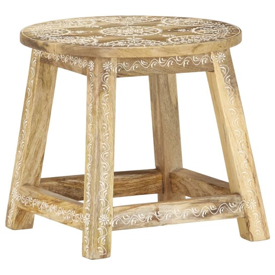 Ręcznie malowany stołek vidaXL, 38x38x35 cm, lite drewno mango vidaXL