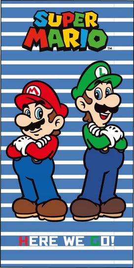 Ręcznik 70x140 kąpielowy plażowy bawełniany super mario luigi duży w paski Carbotex