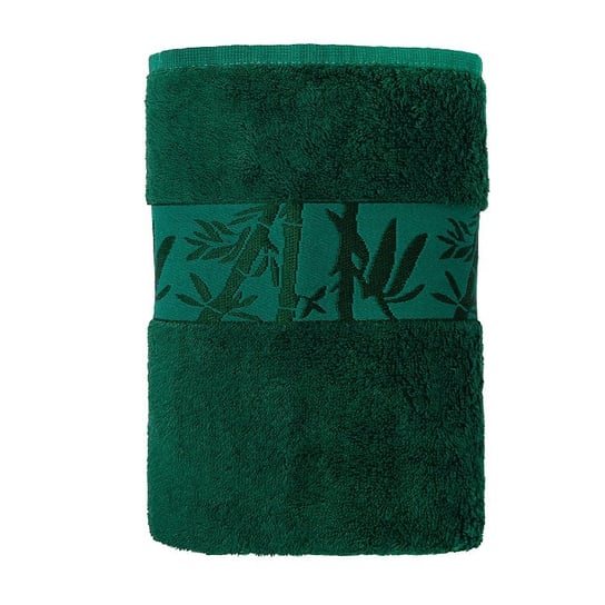 Ręcznik bambusowy 70x140 cm 500 g/m2 zielony z ozdobną bordiurą Tuva Home