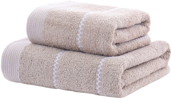 Ręcznik bawełniany, 70x140, beżowy z bordiurą, RBY-03 Cotton World