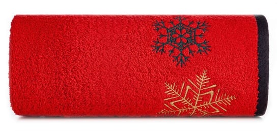 Ręcznik Cherry 50x90 czerwony gwiazdki świąteczny 450 g/m2 Eurofirany