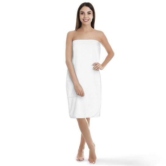 Ręcznik damski do sauny Pareo L/XL biały frotte bawełniany Spod Igły i Nitki