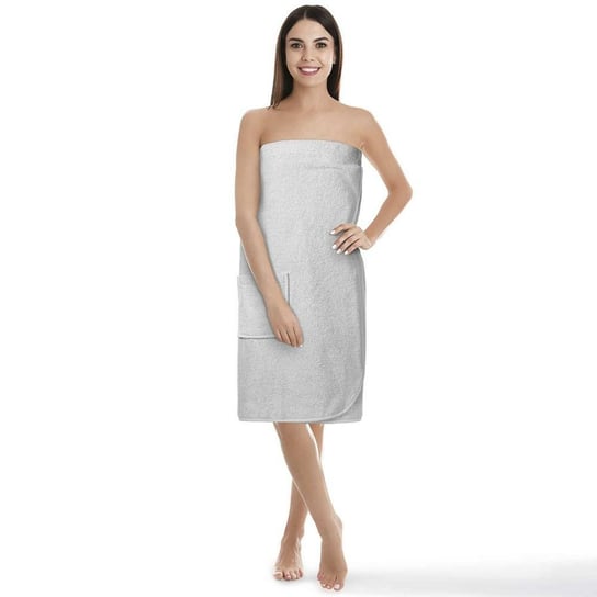 Ręcznik damski do sauny Pareo S/M szary frotte bawełniany Spod Igły i Nitki