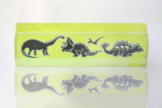 Ręcznik do przedszkola 30x50 Dino Dinozaury seledynowe 400g/m2 Greno Greno