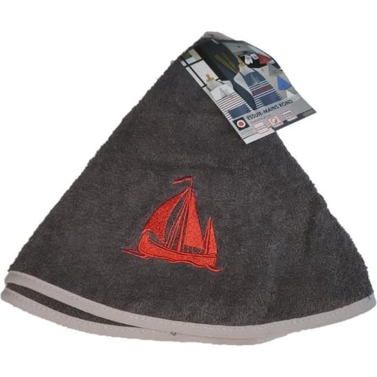 Ręcznik do rąk okrągły ręcznik kuchenny 60 cm z haftem łódką w kolorze antracytowym Inna marka