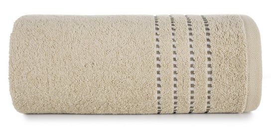 Ręcznik EUROFIRANY Fiore, beżowy 500g/m2 frotte ozdobiony bordiurą w postaci cienkich paseczków, rozmiar 30x50 cm Eurofirany