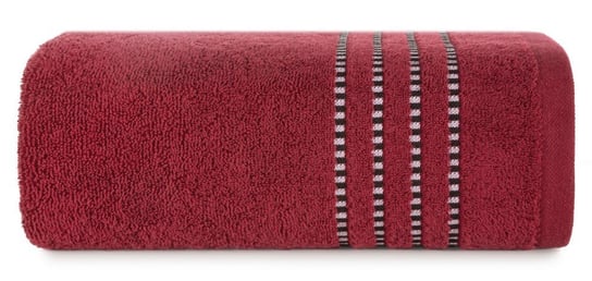 Ręcznik EUROFIRANY Fiore, czerwony 500g/m2 frotte ozdobiony bordiurą w postaci cienkich paseczków, rozmiar 30x50 cm Eurofirany