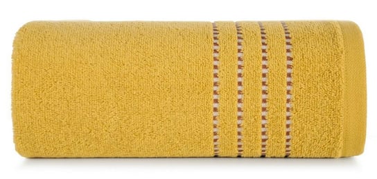 Ręcznik EUROFIRANY Fiore, musztardowy 500g/m2 frotte ozdobiony bordiurą w postaci cienkich paseczków, rozmiar 30x50 cm Eurofirany