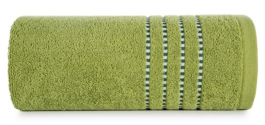 Ręcznik EUROFIRANY Fiore, oliwkowy 500g/m2 frotte ozdobiony bordiurą w postaci cienkich paseczków, rozmiar 30x50 cm Eurofirany