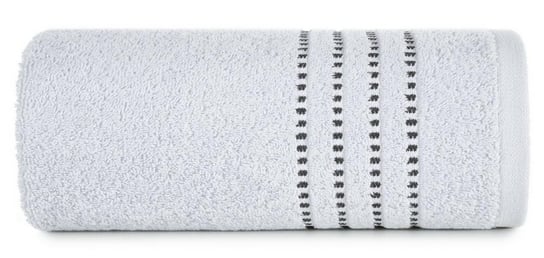 Ręcznik EUROFIRANY Fiore, srebrny 500g/m2 frotte ozdobiony bordiurą w postaci cienkich paseczków, rozmiar 30x50 cm Eurofirany
